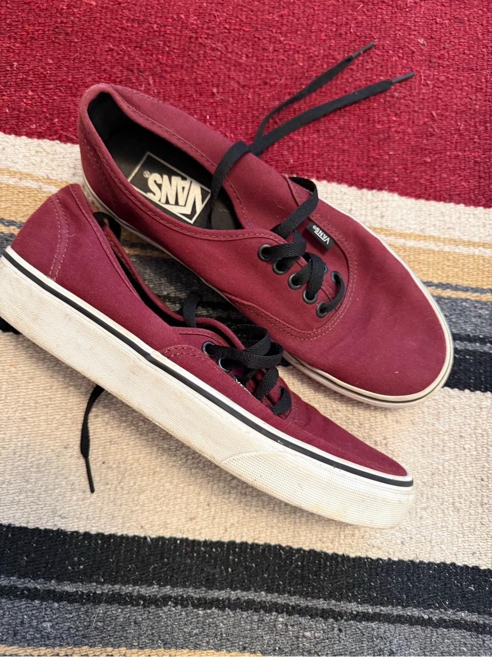 Vans Women’s Low-Top Canvas Sneakers - Burgundy with Black Laces